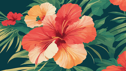 Beauty of nature with a colorful hibiscus pattern.
