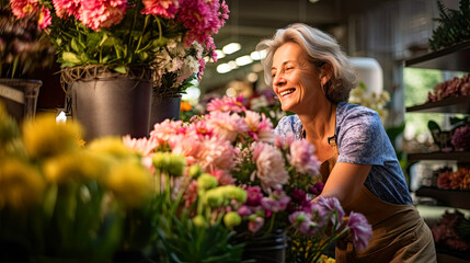  florist as he passionately works in his flower shop