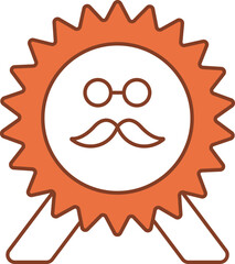 Best Father Badge Icon In Orange And White Color.