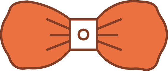 Bow Tie Icon In Orange And White Color.