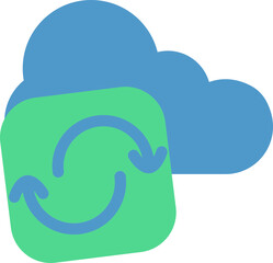 Cloud Sync Icon In Blue And Green Color.
