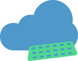 Cloud With Keyboard Icon In Blue And Green Color.