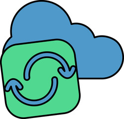 Cloud Sync Icon In Blue And Green Color.