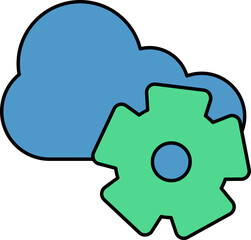 Cloud Setup Icon In Blue And Green Color.