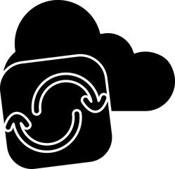 Cloud Sync Icon In Glyph Style.