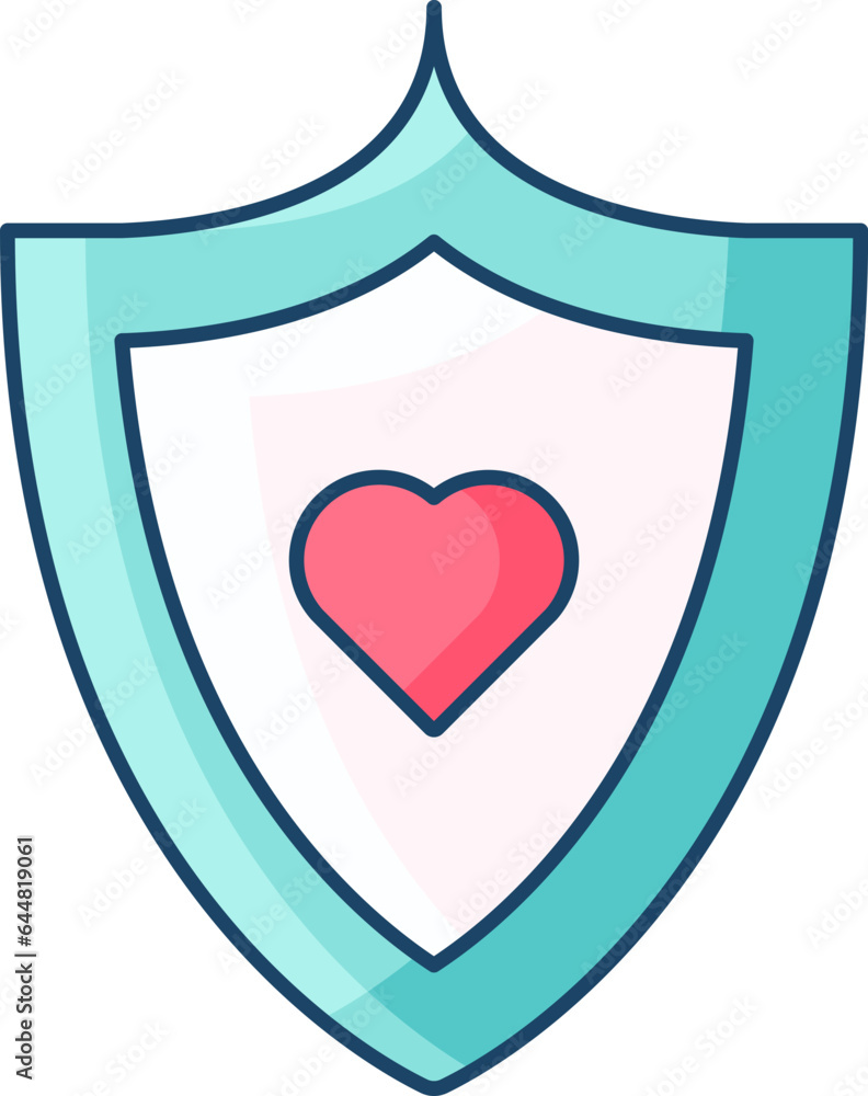 Canvas Prints Illustration of Shield With Heart Icon in Flat Style.