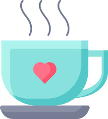 Vector Illustration Of Blue Hot Cup with Heart Vector Icon.