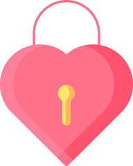 Isolated Heart Lock Icon in Flat Style.