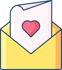 Isolated Love Letter or Greeting Icon in Pink And Yellow Color.