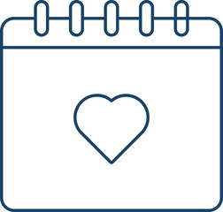 Vector Illustration of Calendar With Heart Icon in Line Art.