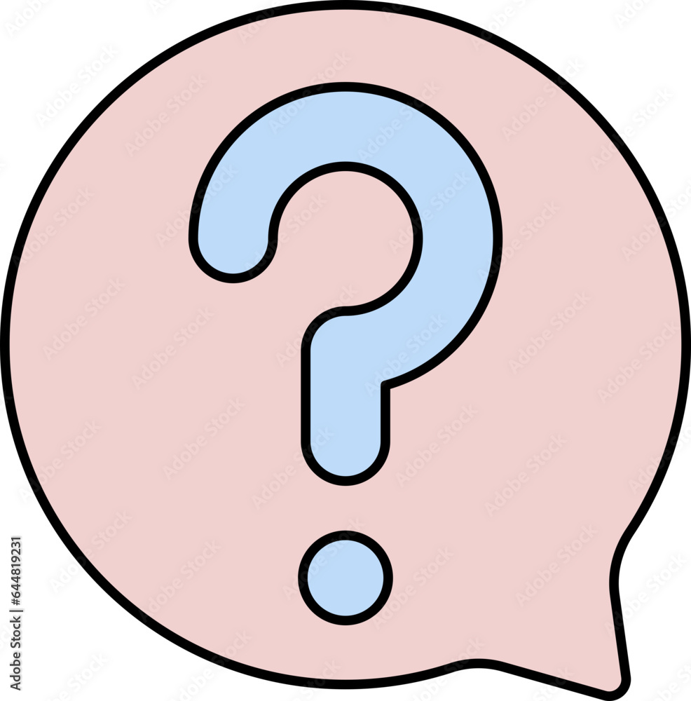 Wall mural question mark chat icon in pink and blue color.