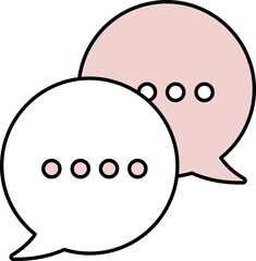 Speech Bubble Icon In Pink And White Color.