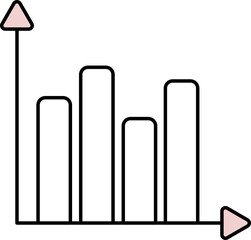 Pink And White Bar Graph Icon or Symbol.