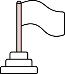 Illustration Of Flag Icon In Pink And White Color.