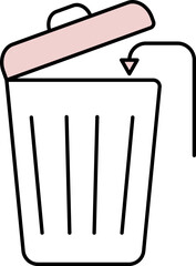 Isolated Dustbin Icon In Pink And White Color.