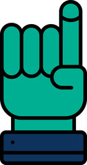 Blue And Green Index Finger Icon Or Symbol.