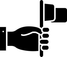 Illustration Of Hand Holding Flag Icon In B&W Color.