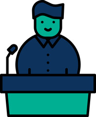 Illustration Of Politician Icon In Blue And Green Color.