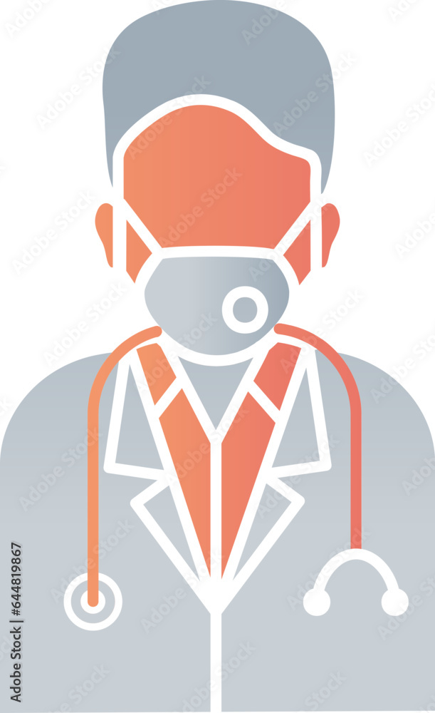 Canvas Prints Doctor Wearing Mask Icon In Gray And Orange Color.