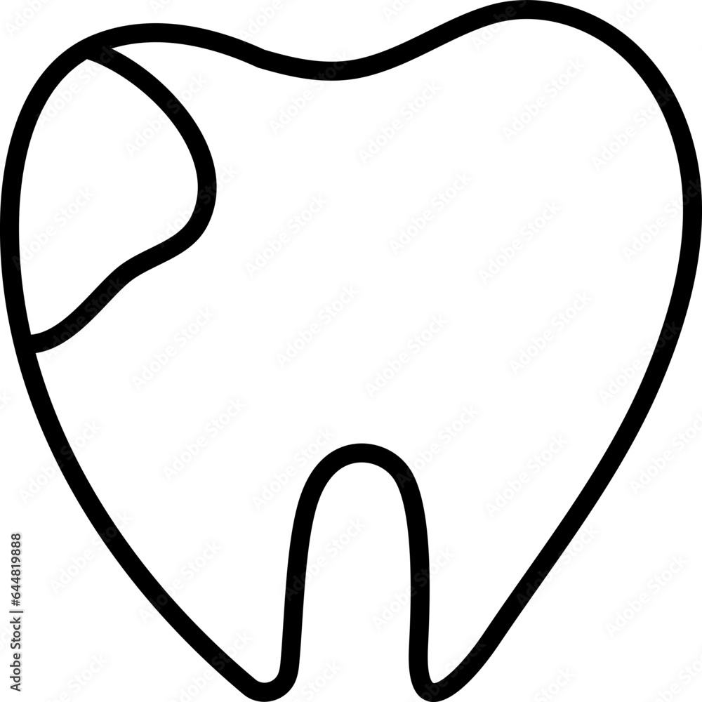 Sticker Dirty Tooth Icon In Black Line Art.