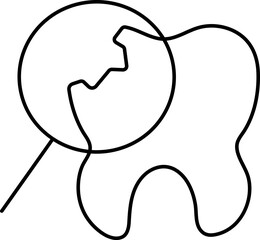 Broken Teeth Search Icon In Black Line Art.