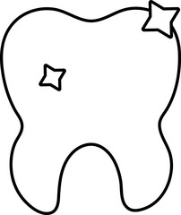 Tooth Whitening Icon In Black Outline.