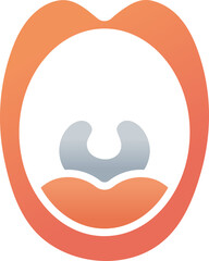 Open Mouth Icon In Orange And Gray Color.