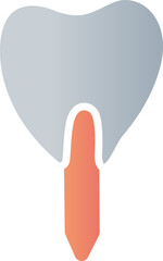 Dental Implant Icon In Gray And Orange Color.