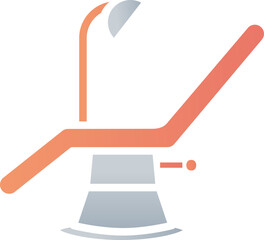 Dentist Chair Icon In Orange And Gray Color.