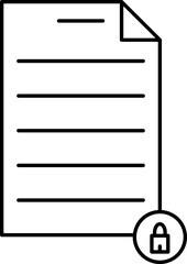 Locked Paper Icon In Thin Line Art.