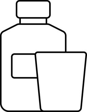 recommend clip art: Mouthwash Bottle With Glass Icon In Black Outline.
