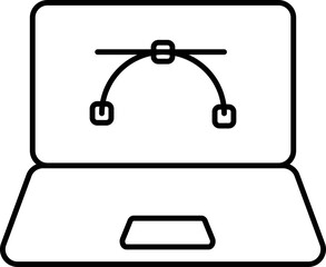 Line Art Pen Tool In Laptop Screen Icon.