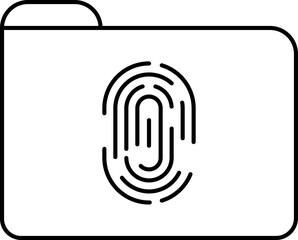 Fingerprint Password Lock Folder Thin Line Art Icon.