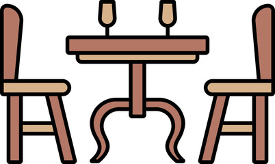 Dinner Table Icon In Brown Color.