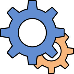 Two Cogwheel Icon In Blue And Orange Color.