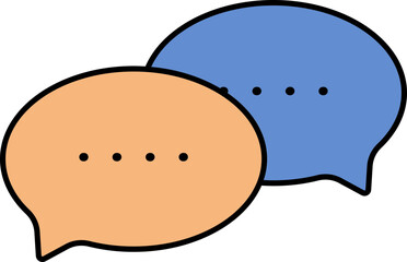 Speech Bubble Icon In Blue And Orange Color.