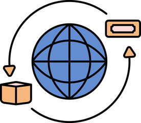 International Goods And Money Exchange Colorful Icon.