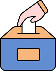 Hand Holding Note In Voting Box Colorful Icon.