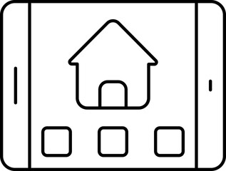 Smart Home Icon In Black Line Art.