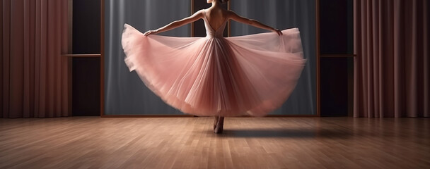 Ballet dancer in pink tulle ballet tutu dress