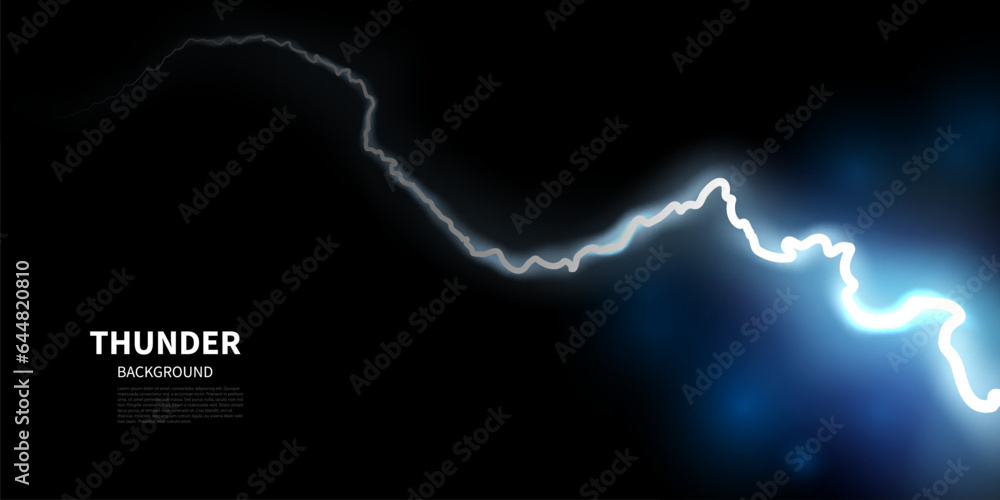 Wall mural lightning light effect background realistic flash with lightning electric explosion vector illustrat