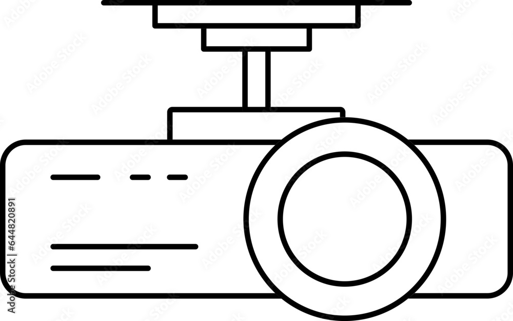 Sticker video projector icon in black line art.