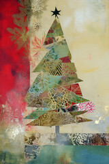 Craft Christmas Card - obrazy, fototapety, plakaty