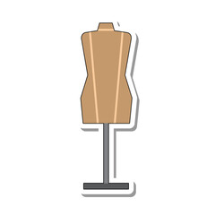 High leg plastic mannequin vector. Equipment and items for needlework and tailoring concept. Flat paper sticker icon isolated on white background