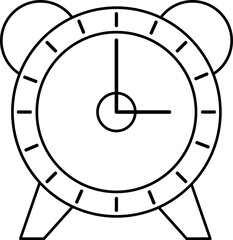 Alarm Clock Icon In Black Outline.