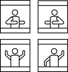 People At Their Balconies Icon In Black Outline.