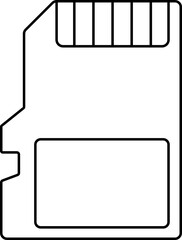 Memory or SD Card Icon In Black Line Art.