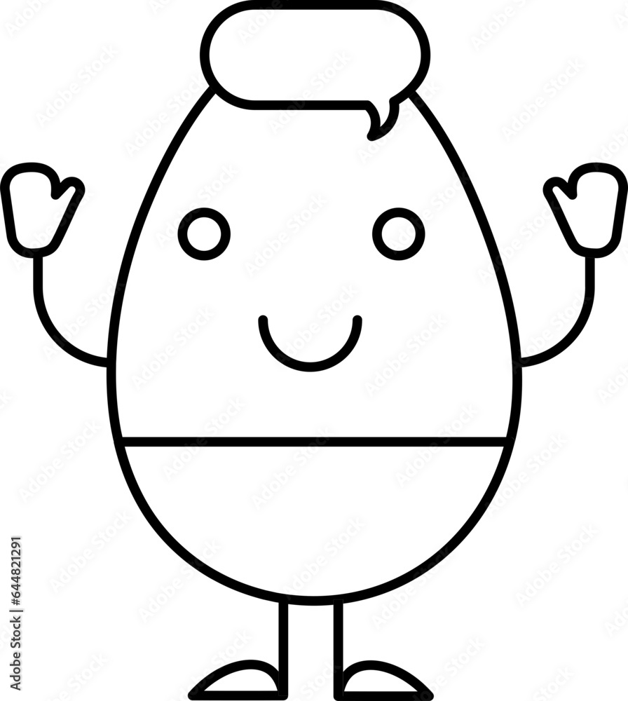 Poster stroke style cartoon male egg icon or symbol.