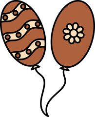 Brown And Peach Two Printed Balloons Icon.