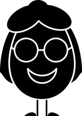 Cartoon Female Egg Wearing Goggles In Glyph Style.